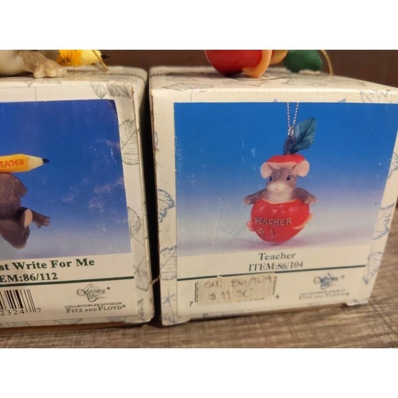 Charming Tails Teacher Christmas Gift Ornaments set of 2 - Picture 6 of 6